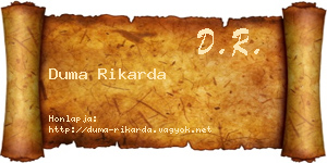Duma Rikarda névjegykártya